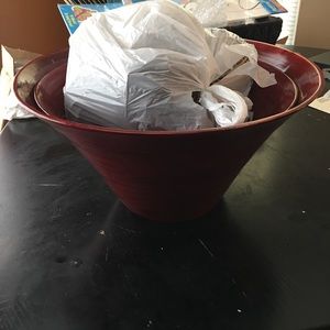 Set of Red decorative bowls w/ balls